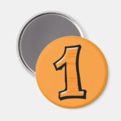 Alberne Zahlen 1 orangefarbenes Netzblatt Magnet (Vorderseite/Rückseite)