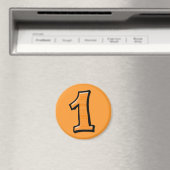 Alberne Zahlen 1 orangefarbenes Netzblatt Magnet (In Situ (Geschirrspüler))