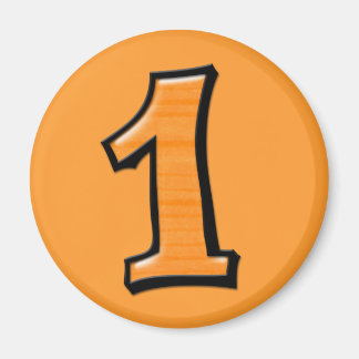 Alberne Zahlen 1 orangefarbenes Netzblatt Magnet