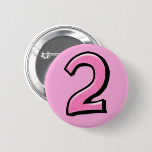 Alberne Zahlen 2 rosa Schaltfläche Button (Vorne & Hinten)
