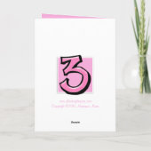 Alberne Zahlen 3 rosa Jubiläumskarte Karte (Rückseite)