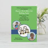 Alberner Affe GREEN Foto Geburtstag Einladung 12x1 (Stehend Vorderseite)