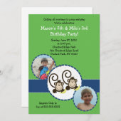 Alberner Affe GREEN Foto Geburtstag Einladung 12x1 (Vorne/Hinten)