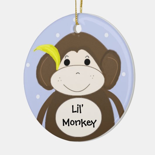 Alberner Affe mit einer Banane im Ohr Keramik Ornament (Links)