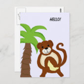 Alberner Affe mit Palmbaum Postkarte (Vorne/Hinten)