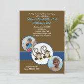 Alberner Affe Trendy Foto Geburtstag Einladung 12x (Stehend Vorderseite)