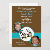 Alberner Affe Trendy Foto Geburtstag Einladung 12x (Vorne/Hinten)