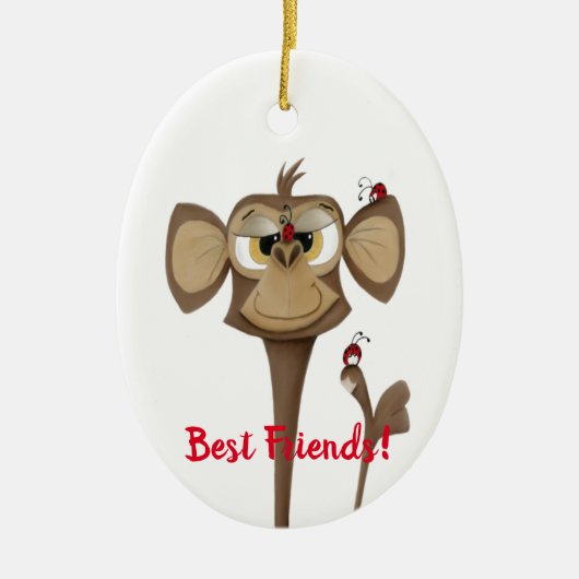 Alberner Affe und Ladybugs Keramik Ornament (Vorne)