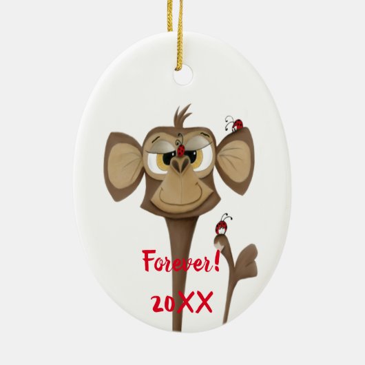 Alberner Affe und Ladybugs Keramik Ornament (Hinten)