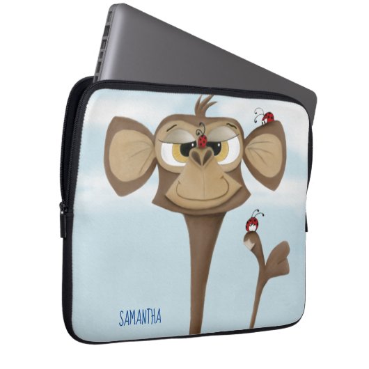 Alberner Affe und Ladybugs Laptopschutzhülle (Vorne Rechts)