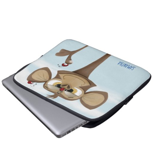 Alberner Affe und Ladybugs Laptopschutzhülle (Vorne Knopf)