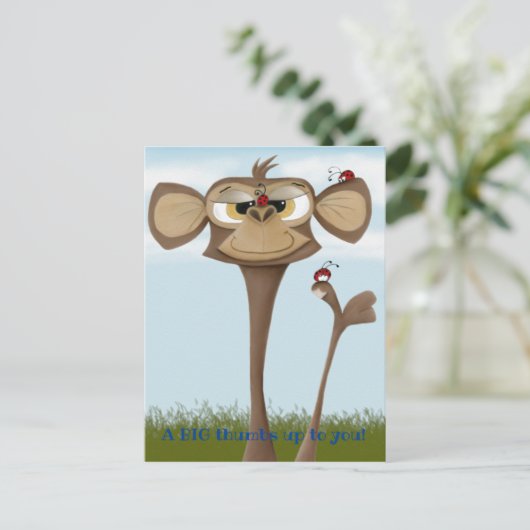 Alberner Affe und Ladybugs Postkarte (Stehend Vorderseite)