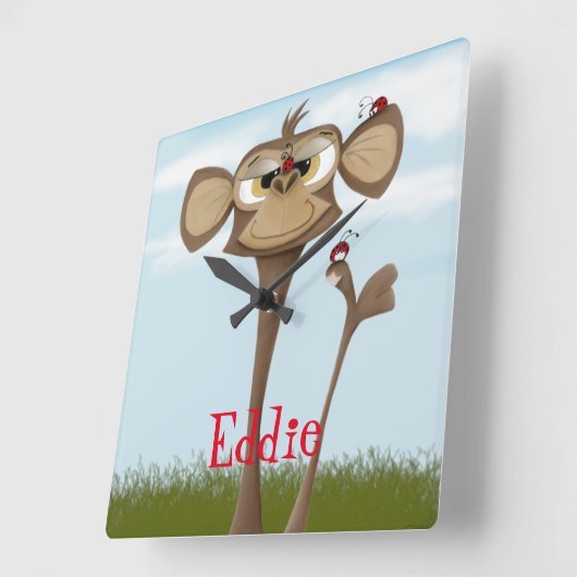 Alberner Affe und Ladybugs Quadratische Wanduhr (Winkel)