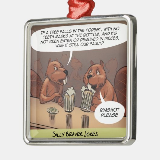 Alberner Biber Jokes Funny Cartoon Ornament Aus Metall (Links)