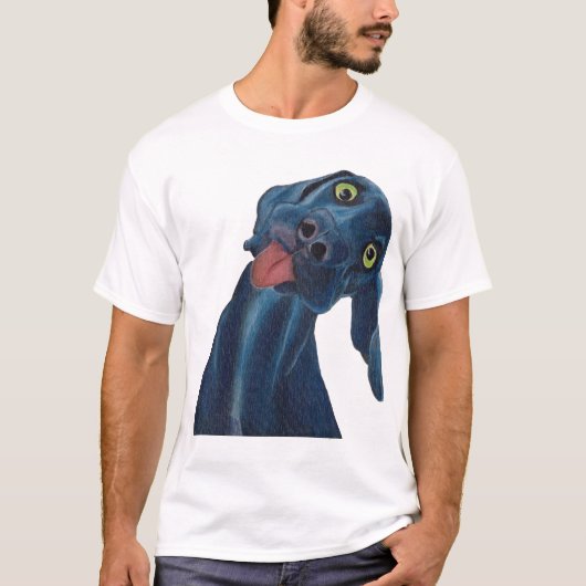 Alberner blauer Hund T-Shirt (Vorderseite)