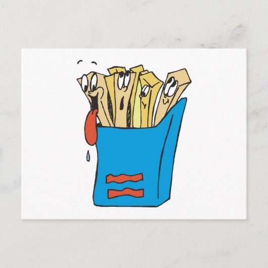 alberner Cartoon Pommes frites Postkarte (Vorderseite)