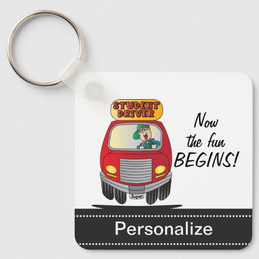 Alberner Cartoon-Schüler Schlüsselanhänger (Vorderseite)