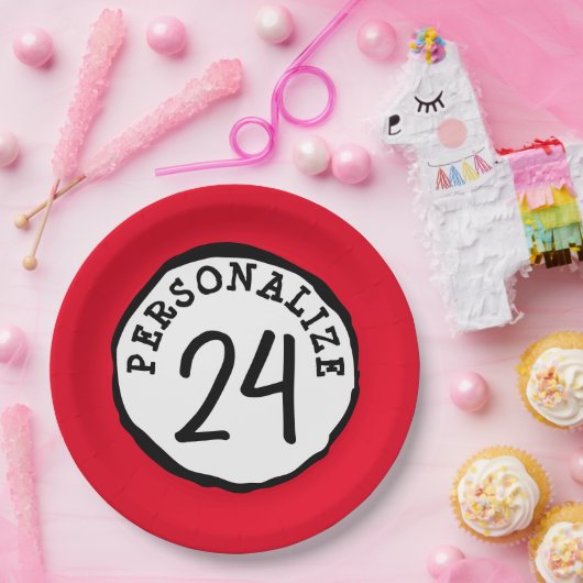 Alberner Circle Custom Text Classic Round Aufklebe Pappteller (Party)