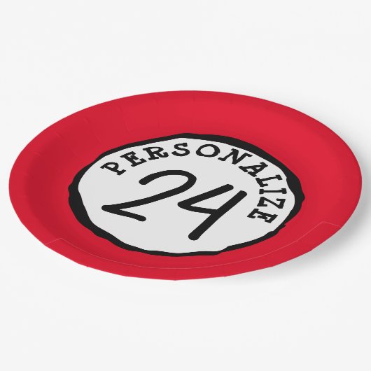 Alberner Circle Custom Text Classic Round Aufklebe Pappteller (Schrägansicht)