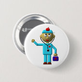 Alberner Doktor mit Apple auf seinem Kopf u. Button (Vorne & Hinten)