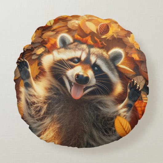 Alberner Fall Raccoon Rundes Kissen (Vorderseite)