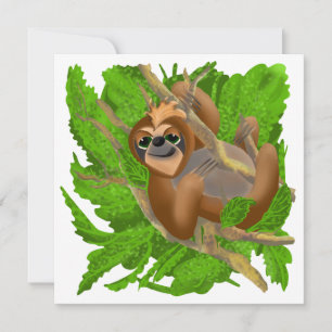 Alberner Faultier in einem Baum Feiertagskarte