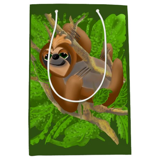 Alberner Faultier in einem Baum Mittlere Geschenktüte (Vorderseite)