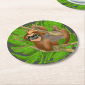 Alberner Faultier in einem Baum Runder Pappuntersetzer (Angewinkelt)