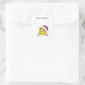 Alberner Frosch in einer Weihnachtsmannmütze Quadratischer Aufkleber (Tasche)