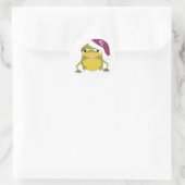 Alberner Frosch in einer Weihnachtsmannmütze Runder Aufkleber (Tasche)