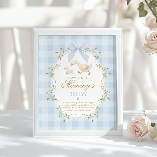 Alberner Gans Wie groß ist der Bauch Blau Gingham Poster