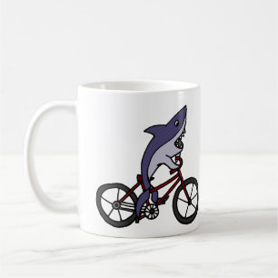Alberner Haifisch-Reitfahrrad-Cartoon Kaffeetasse