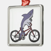 Alberner Haifisch-Reitfahrrad-Cartoon Ornament Aus Metall (Links)