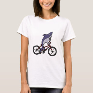 Alberner Haifisch-Reitfahrrad-Cartoon T-Shirt
