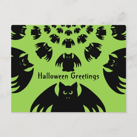 Alberner lustiger Halloween-Fledermausschwarm Postkarte (Vorderseite)