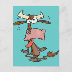 alberner müder brauner Cartoon Postkarte