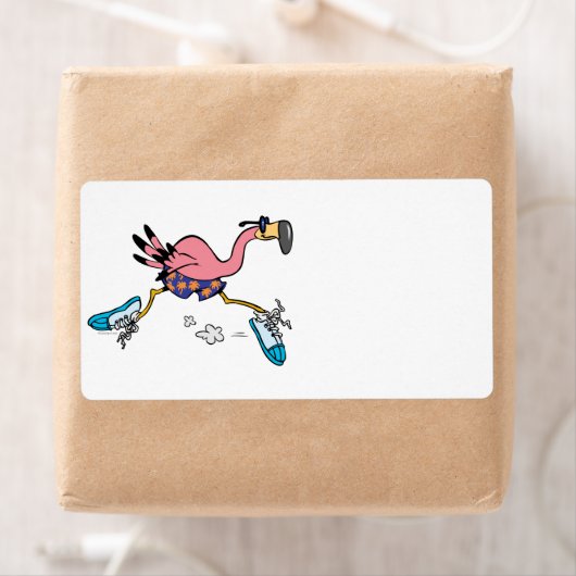 alberner niedlicher Joggen mit Flamingo (Insitu)