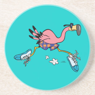 alberner niedlicher Joggen mit Flamingo Getränkeuntersetzer