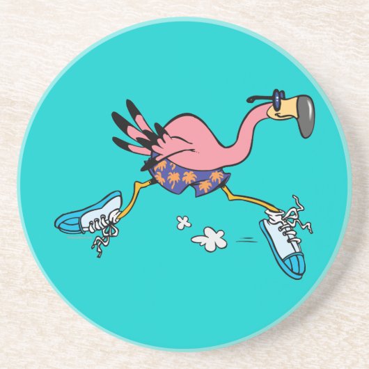 alberner niedlicher Joggen mit Flamingo Getränkeuntersetzer (Vorne)