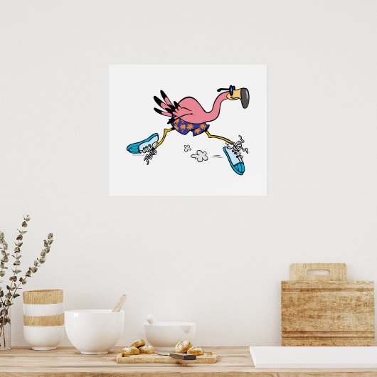 alberner niedlicher Joggen mit Flamingo Poster (Küche)