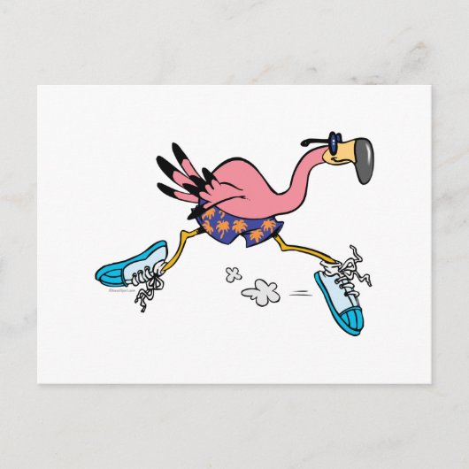 alberner niedlicher Joggen mit Flamingo Postkarte (Vorderseite)