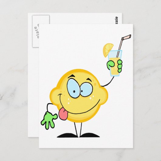 alberner niedlicher ZitronenCartoon trinken Limona Postkarte (Vorne/Hinten)
