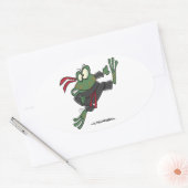 alberner Ninja Frosch Cartoon Ovaler Aufkleber (Umschlag)
