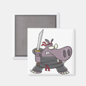 alberner Ninja-Hippo-Cartoon Magnet (Vorderseite/Rückseite)