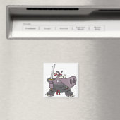 alberner Ninja-Hippo-Cartoon Magnet (In Situ (Geschirrspüler))