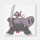 alberner Ninja-Hippo-Cartoon Magnet (Vorne)