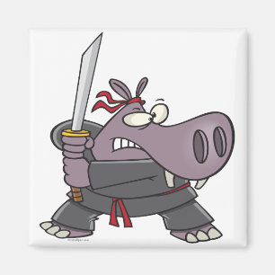 alberner Ninja-Hippo-Cartoon Magnet