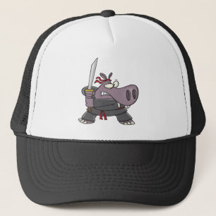 alberner Ninja-Hippo-Cartoon Truckerkappe