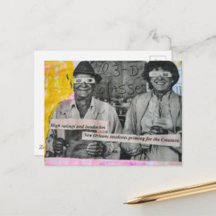 Alberner Retro-Mann und -Frau in 3D-Brille Collage Postkarte