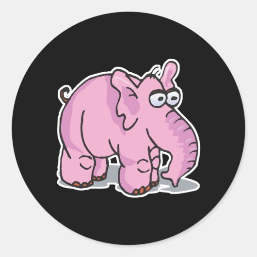 alberner rosa Elefant Runder Aufkleber (Vorderseite)